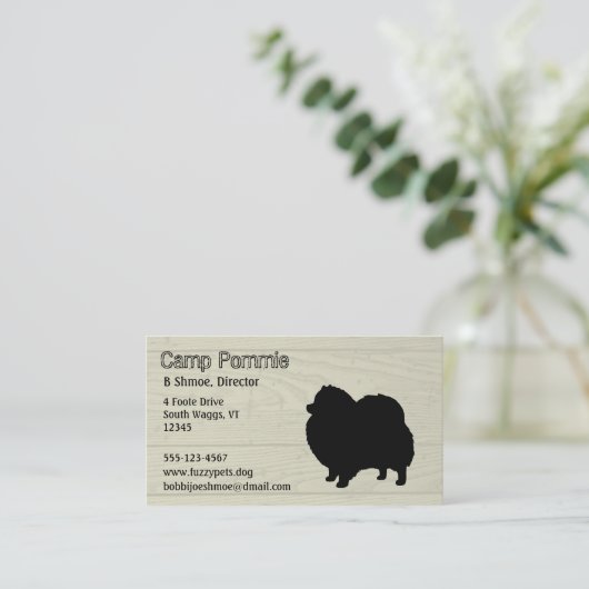 Pomeranian Dog Silhouette Visitekaartje (Staand voorkant)