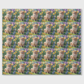 Pomeranian Dog Spring Bloemen Schilderen Cadeaupapier (Vlak)