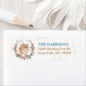 Pomeranian Dog Spring Flowers Wreath Etiket (Insitu)