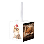 Pomeranian Dog Two Photo Christmas Holiday Decoratie (Achter hoekig)