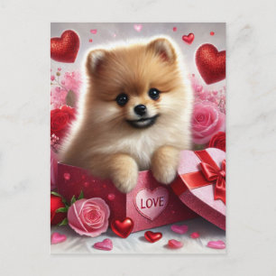 Pomeranian Dog Valentijnsdag Holiday Briefkaart