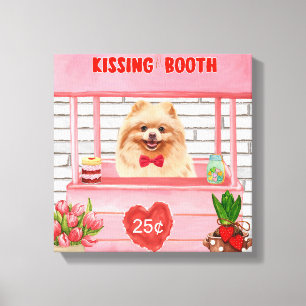 Pomeranian Dog Valentijnsdag Kissing Booth Canvas Afdruk