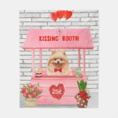 Pomeranian Dog Valentijnsdag Kissing Booth Fleece Deken (Voorkant)