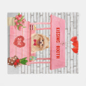 Pomeranian Dog Valentijnsdag Kissing Booth Fleece Deken (Voorkant (Horizontaal))