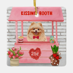 Pomeranian Dog Valentijnsdag Kissing Booth Keramisch Ornament