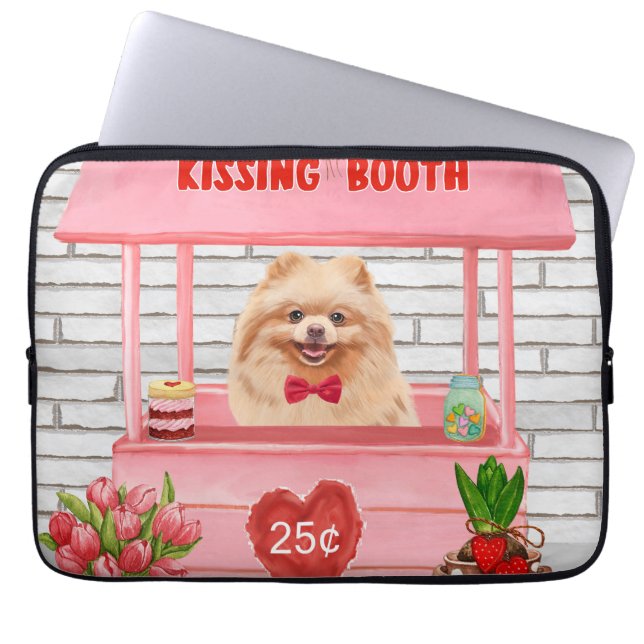 Pomeranian Dog Valentijnsdag Kissing Booth Laptop Sleeve (Voorkant)