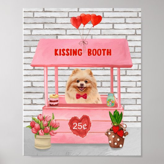 Pomeranian Dog Valentijnsdag Kissing Booth Poster (Voorkant)