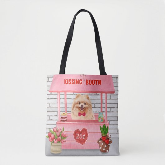 Pomeranian Dog Valentijnsdag Kissing Booth Tote Bag (Voorkant)