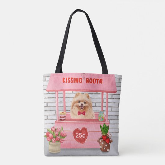 Pomeranian Dog Valentijnsdag Kissing Booth Tote Bag (Achterkant)