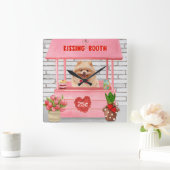 Pomeranian Dog Valentijnsdag Kissing Booth Vierkante Klok (Huis)