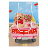 Pomeranian Dog Valentijnsdag Truck Hearts Medium Cadeauzakje (Achterkant)