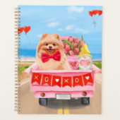 Pomeranian Dog Valentijnsdag Truck Hearts Planner (Voorkant)