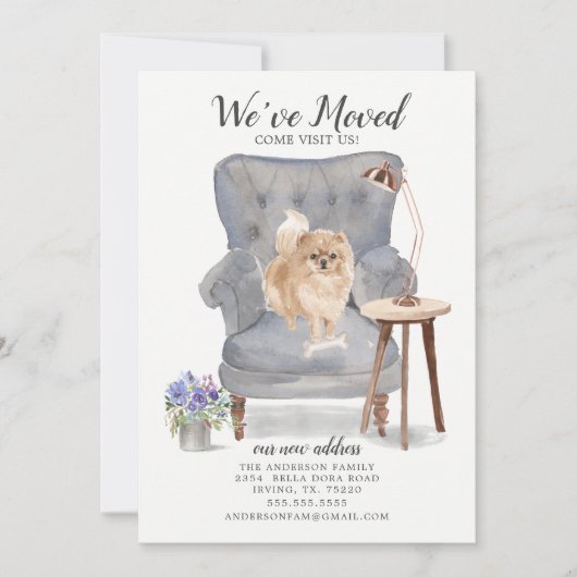 Pomeranian Dog | Verplaatsingsaankondiging Aankondiging (Voorkant)