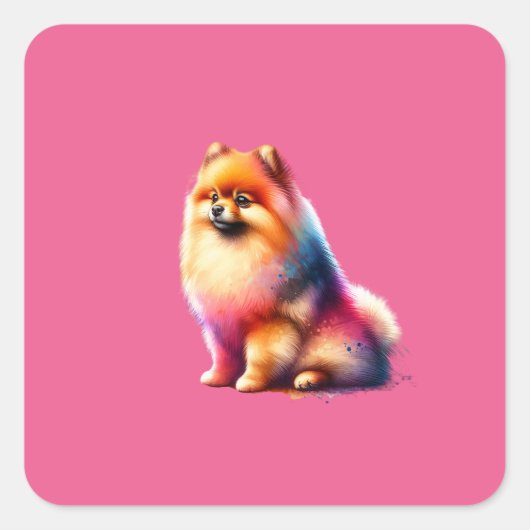 Pomeranian Dog Vierkante Sticker (Voorkant)