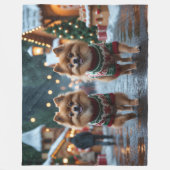Pomeranian Dogs Christmas Snow Holiday Fleece Deken (Voorkant)