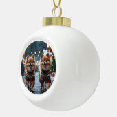 Pomeranian Dogs Christmas Snow Holiday  Keramische Bal Ornament (Rechts)