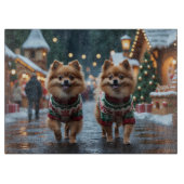 Pomeranian Dogs Christmas Snow Holiday  Snijplank (Voorkant)