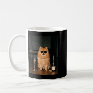 Pomeranian drinkend champagne grappige vaderdag koffiemok