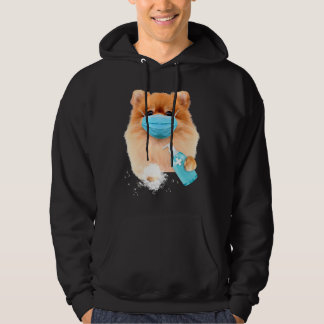 Pomeranian Face Mask Hoodie
