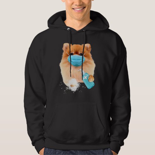 Pomeranian Face Mask Hoodie (Voorkant)