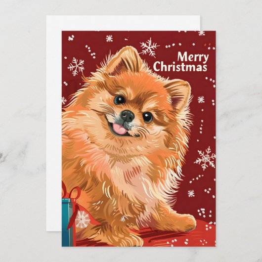 Pomeranian Feestdagenkaart (Voorkant / Achterkant)