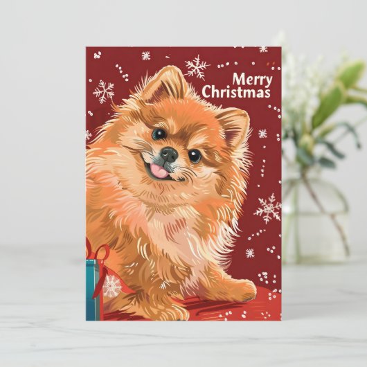 Pomeranian Feestdagenkaart (Staand voorkant)