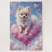 Pomeranian Floating on a Cloud Heart Valentine Legpuzzel (Verticaal)