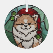 Pomeranian Gebrandschilderd Glas Kerstmis Ornament (Achterkant)