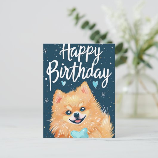 Pomeranian Gefeliciteerd  Briefkaart (Staand voorkant)