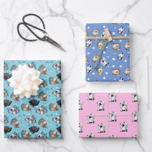Pomeranian Gift Wrap Flat Sheet Set van 3 Inpakpapier Vel (Voorkant)