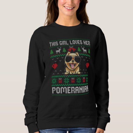 Pomeranian Girl Cool Ugly Christmas for Dog Mom Pr Trui (Voorkant)