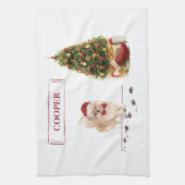 Pomeranian Grappige Kersthond met Boom Theedoek (Verticaal)