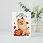Pomeranian Halloween Briefkaart (Staand voorkant)