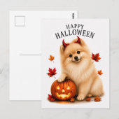 Pomeranian Halloween Briefkaart (Voorkant / Achterkant)