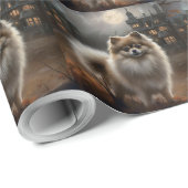 Pomeranian Halloween Griezelen Cadeaupapier (Rol Hoek)