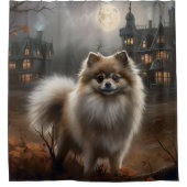 Pomeranian Halloween Griezelen Douchegordijn (Voorkant)