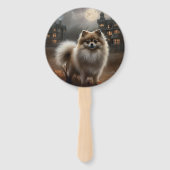 Pomeranian Halloween Griezelen Handwaaier (Voorkant)