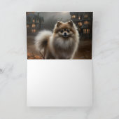 Pomeranian Halloween Griezelen Kaart (Binnen)