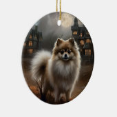 Pomeranian Halloween Griezelen Keramisch Ornament (Rechts)