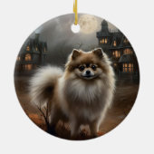 Pomeranian Halloween Griezelen Keramisch Ornament (Achterkant)