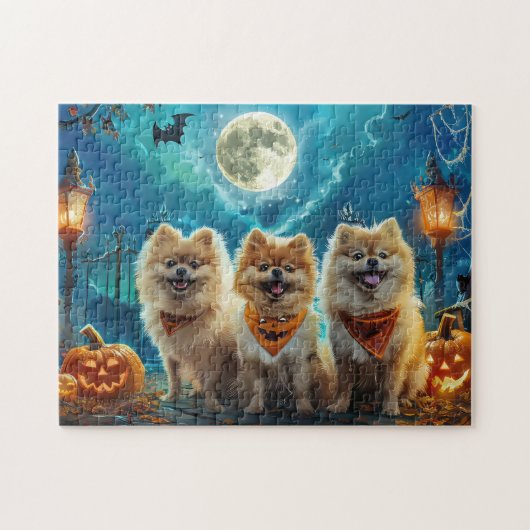 Pomeranian Halloween Griezelen Legpuzzel (Horizontaal)
