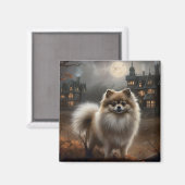 Pomeranian Halloween Griezelen Magneet (Voorkant / Achterkant)