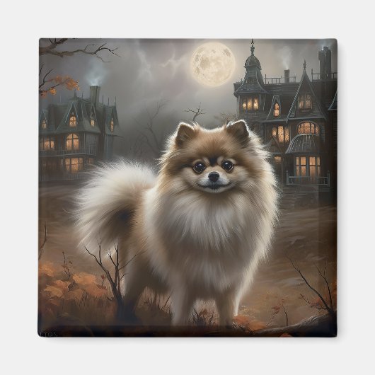 Pomeranian Halloween Griezelen Magneet (Voorkant)