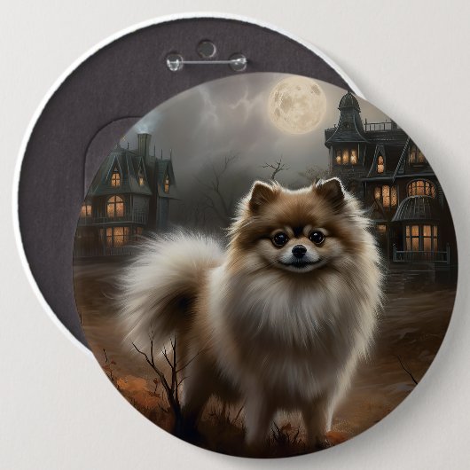 Pomeranian Halloween Griezelen Ronde Button 6,0 Cm (Voorkant /achterkant)