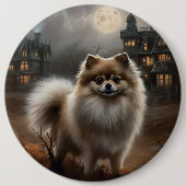 Pomeranian Halloween Griezelen Ronde Button 6,0 Cm (Voorkant)