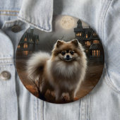 Pomeranian Halloween Griezelen Ronde Button 6,0 Cm (In situ)