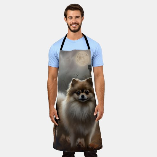 Pomeranian Halloween Griezelen Schort (Gedragen)
