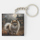 Pomeranian Halloween Griezelen Sleutelhanger (Achterkant)