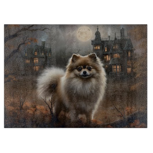 Pomeranian Halloween Griezelen Snijplank (Voorkant)