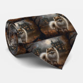 Pomeranian Halloween Griezelen Stropdas (Opgerold)